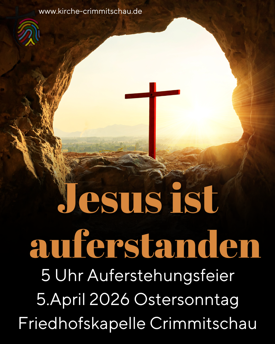 Orange and Brown He is Risen Easter Sunday Instagram Post